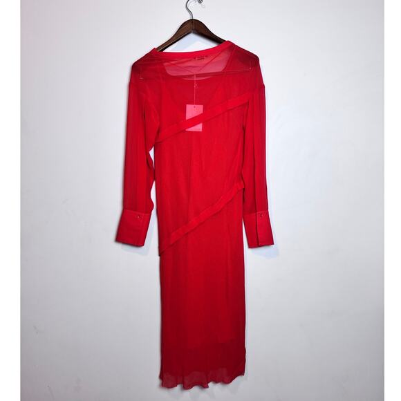 Acne Studios Bias-cut Georgette Long-Sleeve Dress - Size S - Picture 8 of 12